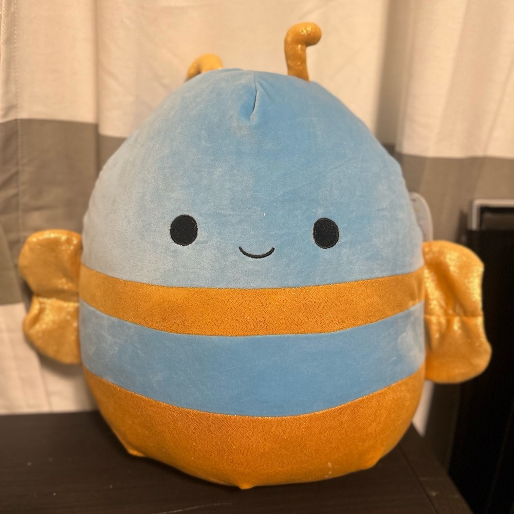 🌼NWT Squishmallow Queen Bee 14” Blue and Yellow Bumble Bee - Picture 6 of 11